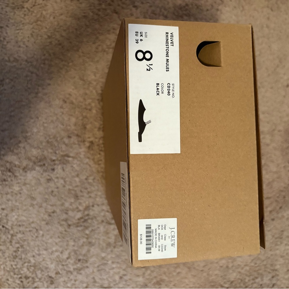 J. Crew Black Velvet Pointed Toe Mules with Crystal Strap - Picture 5 of 5